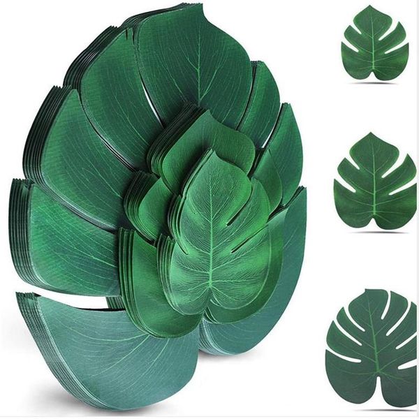 

decorative flowers & wreaths 12pcs/lot summer tropical party artificial palm leaves hawaiian luau jungle beach theme decoration hawaii home