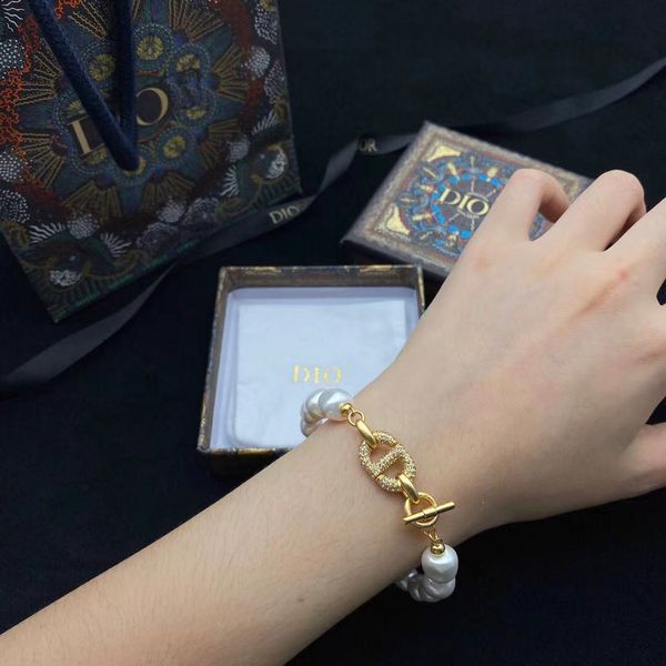 

d / di family new cd pig nose diamond pearl bracelet women's light luxury temperament fashion net red same bracelet, Golden;silver