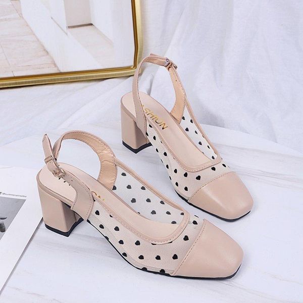 

sandals 2021 summer breathable color matching korean style all-match fashion square toe female, Black