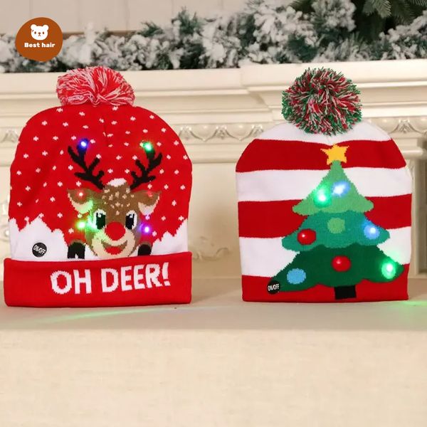 

led funny christmas hat novelty light-up colorful stylish beanie cap knitted xmas party gift rcb