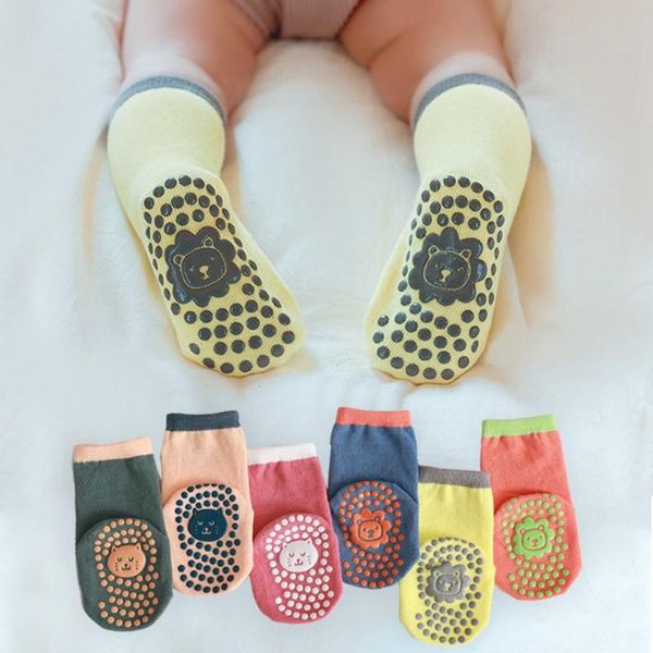 

spring summer baby toddler floor socks cartoon anti-slip dotted rubber cotton casual for age 0-5years, Pink;yellow