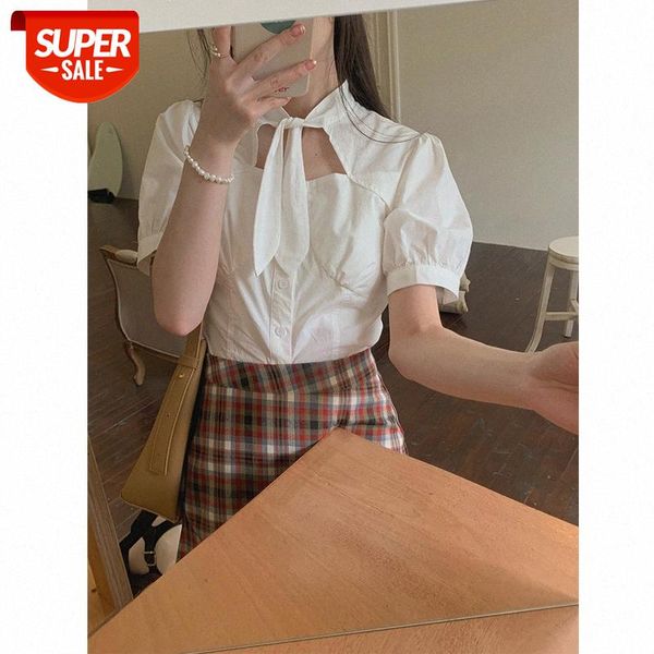 

shirt women's new year foreign style fashion short-sleeved sweet age reduction small little trendy net red #ag1p, White