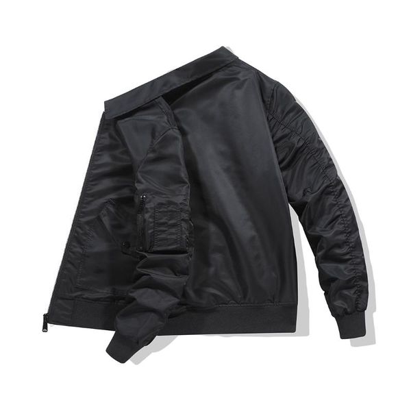 

men's jackets qsuper solid color turn-down collar men windbreaker autumn&spring polyester casual male bomber jacket clothing, Black;brown