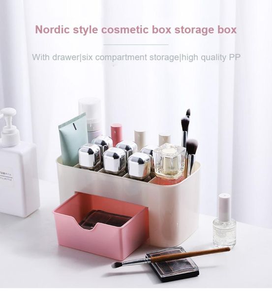 

storage boxes & bins cosmetics box with drawer sundry jewelry stationery organizer desklipstick nail oil container beauty cosmetic case