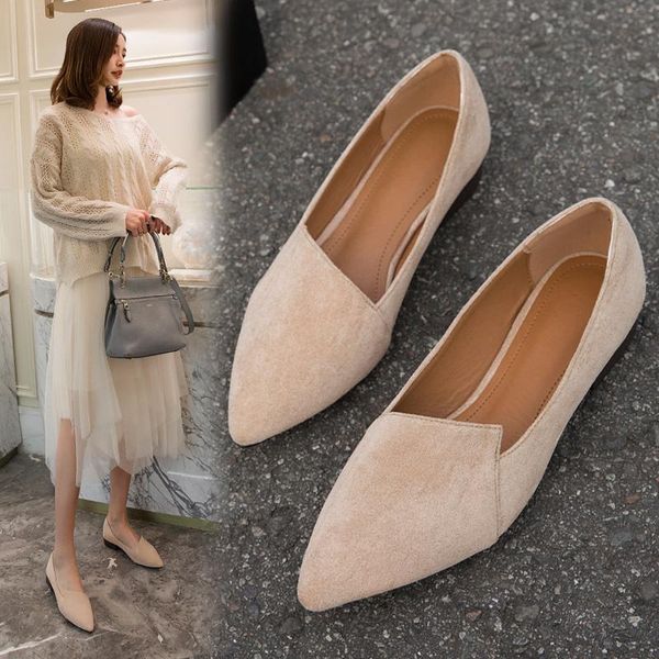 

dress shoes single female 2021 spring and autumn suede set toe thick with peas low heel women's high heels, Black