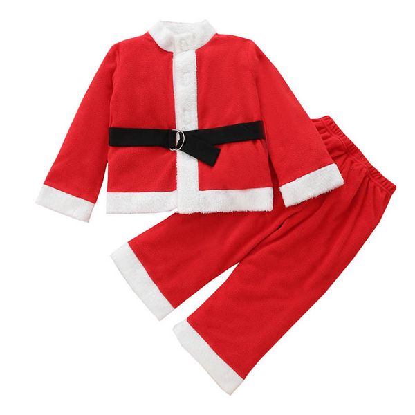

christmas girls outfits boys kids clothing sets baby clothes children suits long sleeve coat pants trousers 2pcs b8487, White