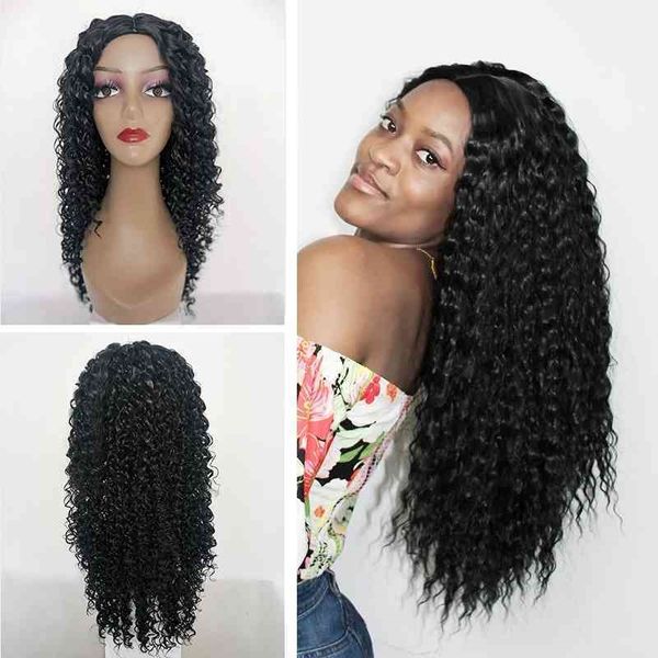 

long hair hair women's fashion small curly chemical fiber head cover, Black