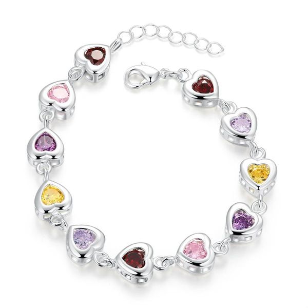 

elegant heart zirconia stone bracelet for women wedding jewelry romanic engagement tennis, Golden;silver