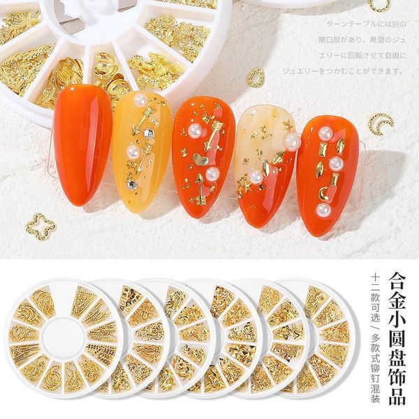 

nail art decoration jewelry xingyue rivet metal ring mixed diy stickers small round box polish1, Silver;gold