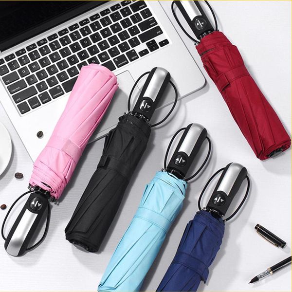 

umbrellas automatic business umbrella for male and female three-folding reinforced wind-resistant black coating larger 10k sun