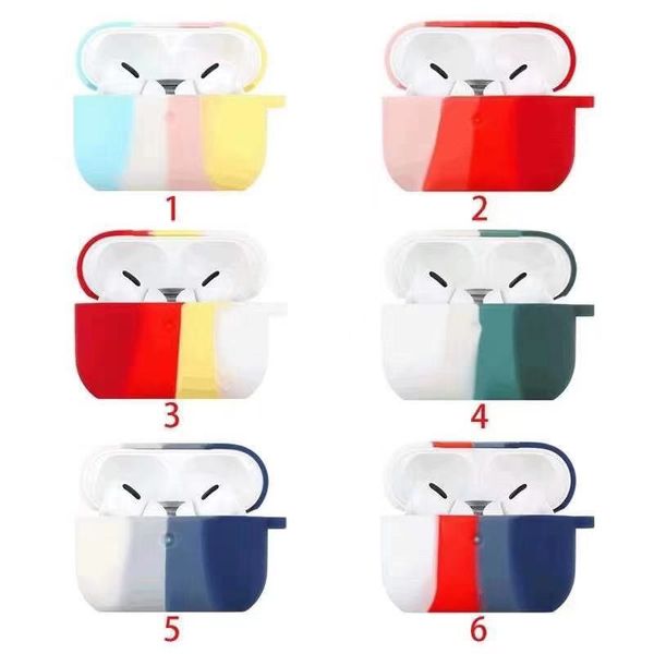 

bluetooth headset shell protection for airpods/airpods pro generation rainbow silicone protective sleeve is suitable 6 colors