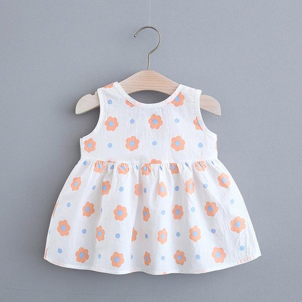 

girl's dresses 40# kids clothes baby girls dress floral printing sleeveless partysu summer casual princess vestidos, Red;yellow