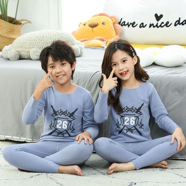 

pajamas kids boys sleepwear thermal underwear baby girl clothes sets children homewear for teen pyjamas nightwear 3-12years, Blue;red