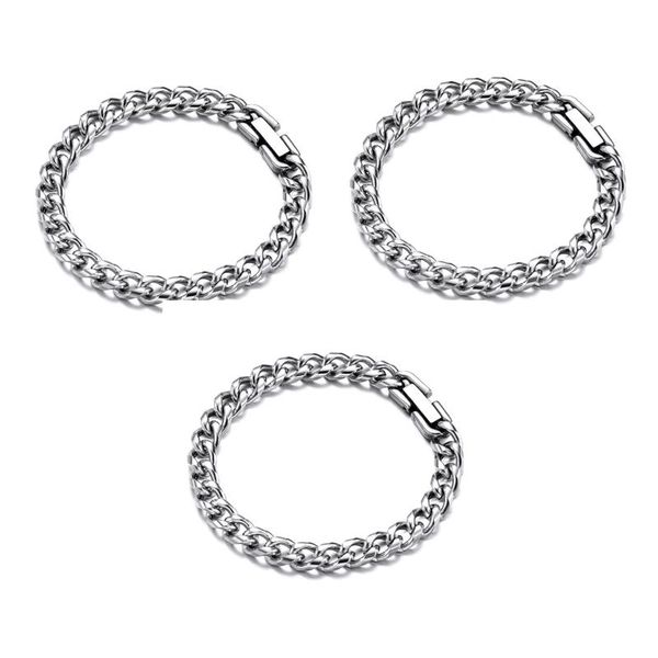 

link, chain 6mm fashion stainless steel curb cuban bracelet for men jewelry silver color anklet bracelets women hand gifts, Black