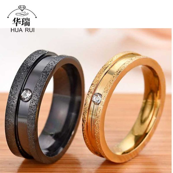 

wedding rings est fresh black gold crystal stainless steel ring for couple lovers women engagement trendy jewelry modern, Slivery;golden