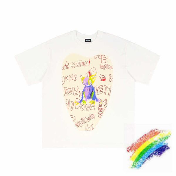 

men's t-shirts oversize we11done t shirt men women 1:1 t-shirt cartoon pattern patch welldone tee heavy fabric 4, White;black