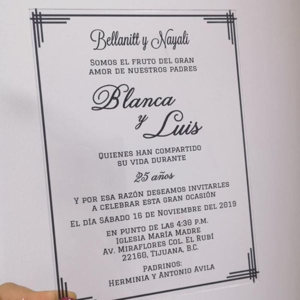 

greeting cards 10pcs plexiglass acrylic card black frame for wedding invitation