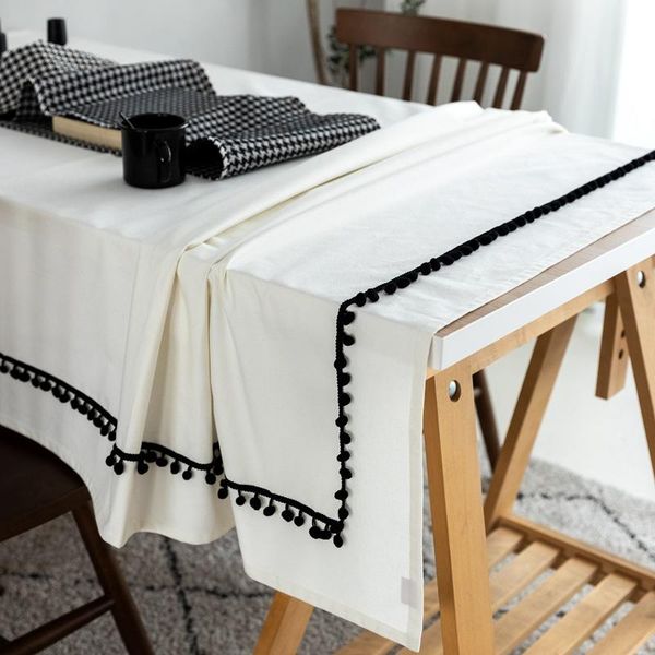 

table cloth nordic modern simplicity black white solid runners lace rectangular shoe cabinet covers throw