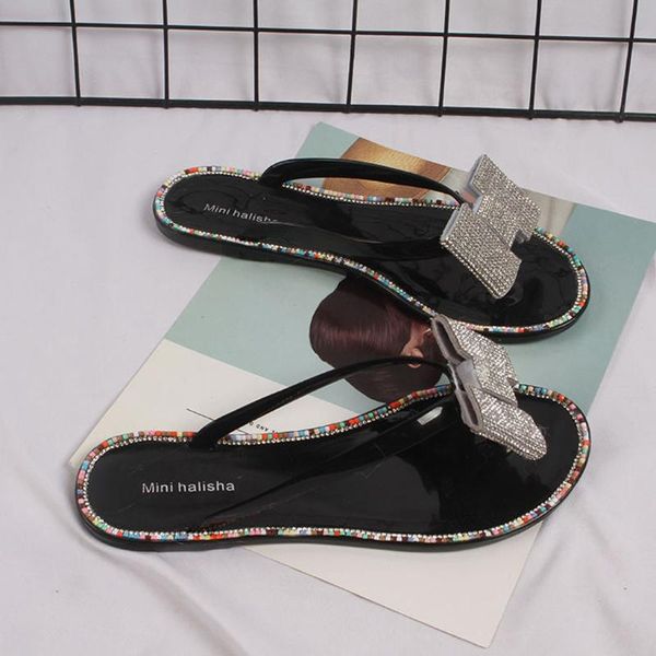 

slippers slipper women's summer outdoor fashion casual clip toe flip flops bohemian flat heels sandals soft 2021 shoes women, Black