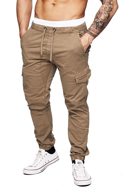 

leisure men's sports pants multi pocket shuttle outdoor overalls, Black