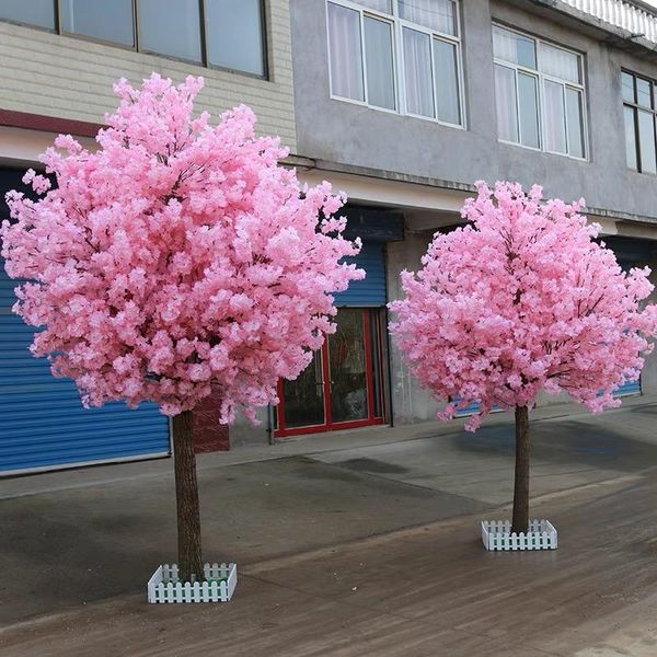 

pink theme artificial cherry flowers tree simulation fake peach wishing trees for home decor wedding aisle runner decorations