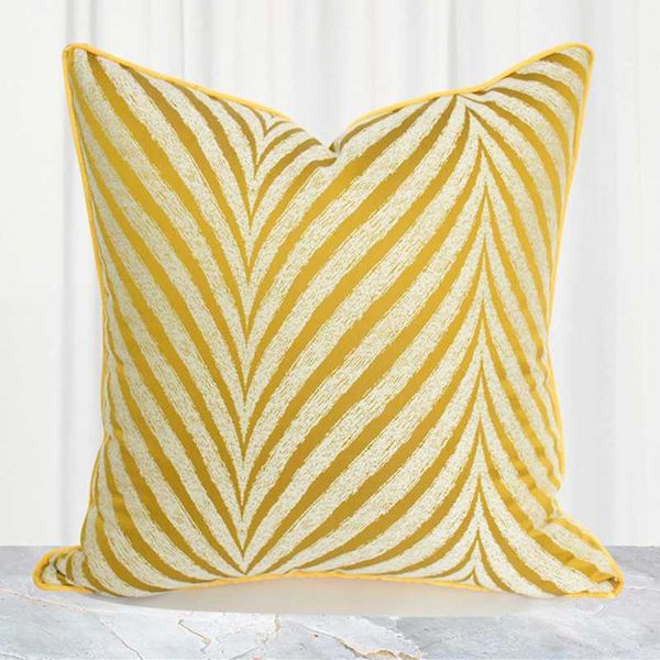

cushion/decorative pillow model room yellow gray striped decorative pillows light luxury sofa jacquard pillowcase designer chair bed back cu