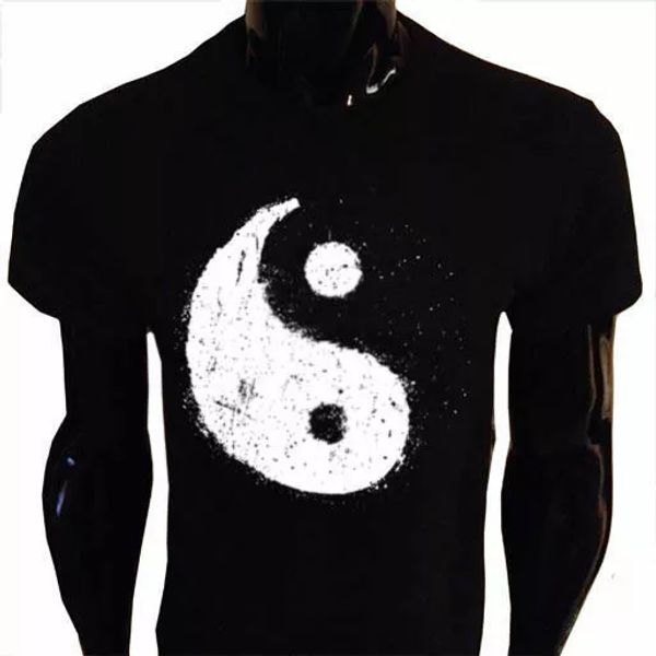 

yin yang t-shirt s-5xl sÃ©rigraphiÃ© harmonie paix symbole grunge spray rÃ©tro, White;black