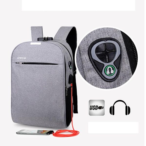 

backpack usb charging smart schoolbag school anti-theft password lock waterproof computer bag business travel student