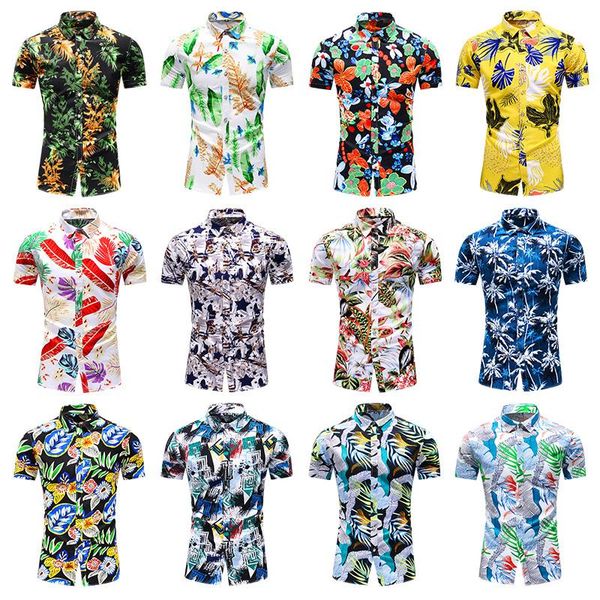 

men's casual shirts more styles male printed shirt mens summer hawaiian holiday beach chemise homme daily streetwear camisas, White;black
