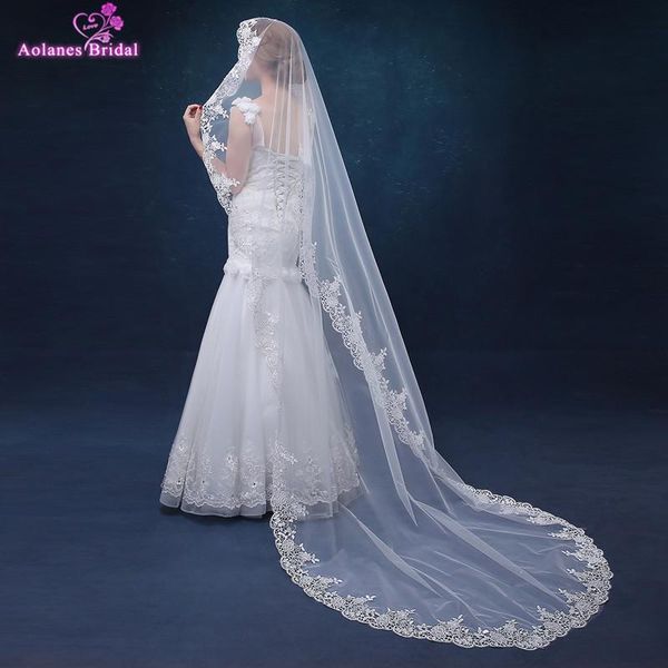 

bridal veils in stock 2.5 meters long wedding white/ivory lace veil accessories 2021, Black