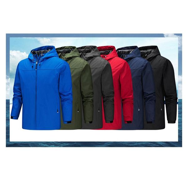 

men's jackets spring autumn solid color zipper pocket fashion casual sports outdoor windproof waterproof male hooded coat s-5xl, Black;brown