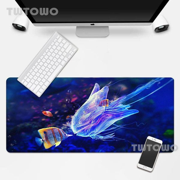 

mouse pads & wrist rests jellyfish pattern cute art mousepad large desk mat deskpad gamer natural rubber custom hd carpet