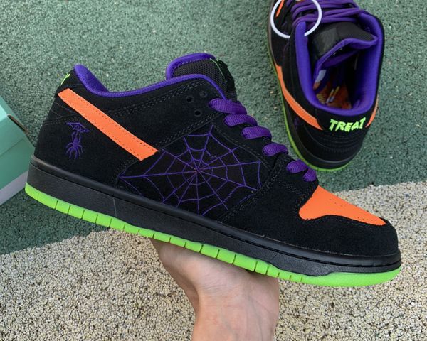 

dk low night of mischief skateboard shoes black/total orange-court purple-volt trainers sports shoes outdoor sneakers with box