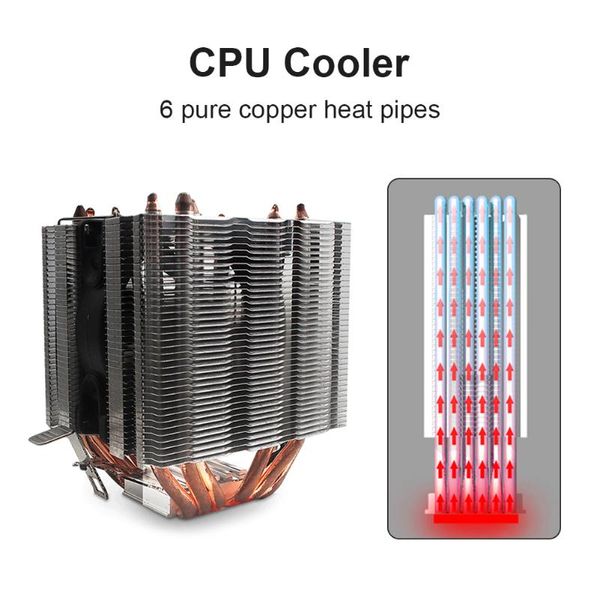 

fans & coolings cpu computer argb dual-tower cooling fan 6 heatpipe 4pin pwm heatsink silent lapcooler ventilator radiator for inter/amd