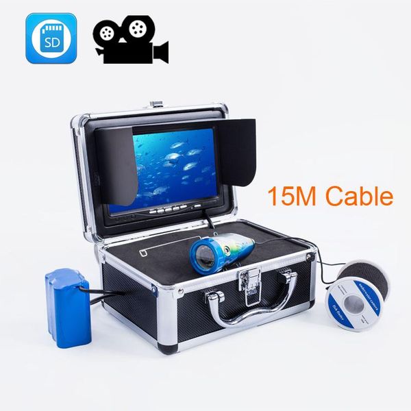 

7" lcd 15m fishing camera fish finder hd 600tvl underwater system video dvr recording with 12 pcs led ip cameras