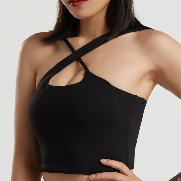 

women sport bra cross push up shockproof fitness sportwear running gym vest solid yoga trainning underwear female clothing, White;black
