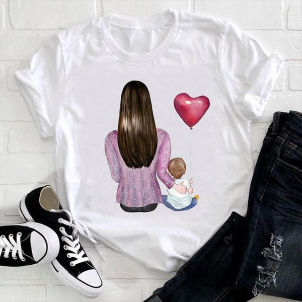 

men cartoon love happy mens t shirts sweet son boy cute 90s mom mama mother clothes print female ladies, White;black