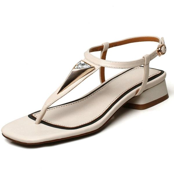 

sandals flip-flops women 2021 summer genuine leather buckles thick low heels pumps for fashion wedding party shoes woman, Black