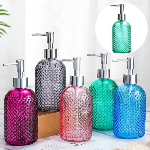 

liquid soap dispenser 400ml pressed glass hand washing bottle coloured emulsion travel sub kitchen bathroom supplies