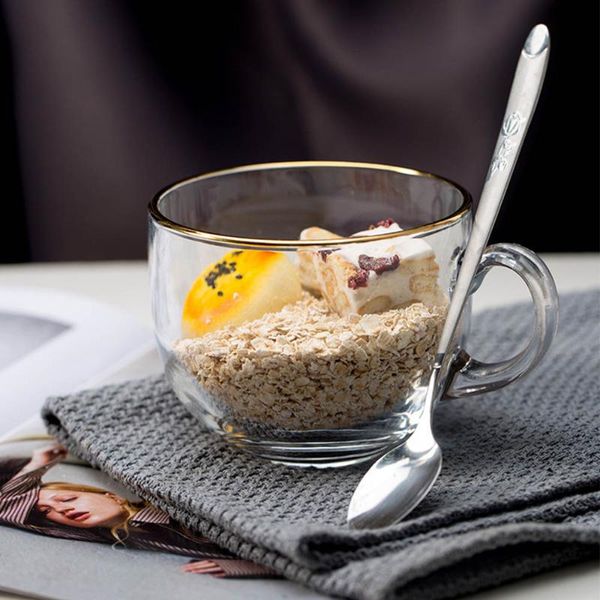 

wine glasses transparent creative high temperature resistant glass coffee cup tea water drink dessert mug breakfast milk with spoon
