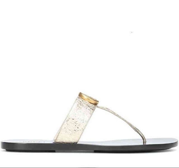 

slippers luxury 21s women marmont leather thong sandals flat lady girls flip flops beach slides sandalias eu35-41 with box, Black