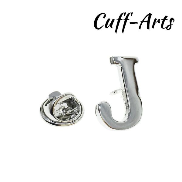 

pin alphabet j badges jewelry brooch lapel pins for women or men with gift box by cuffarts p10017, Gray