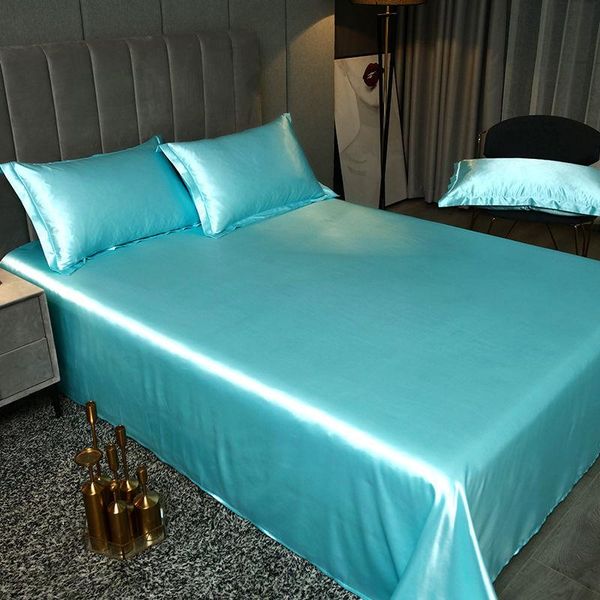 

sheets & sets ice silk summer luxury home bedroom student dormitory bedding 3pcs set 1pcs bed sheet+2 case king/queen washable j8225