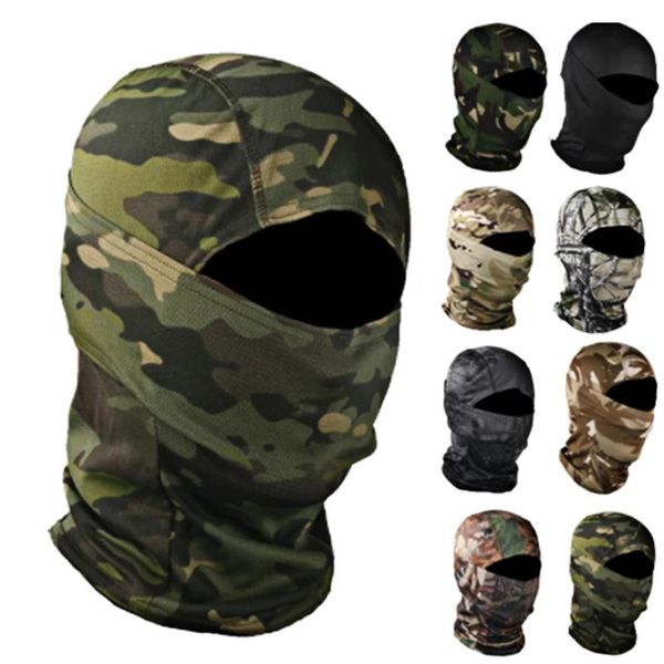 

cycling caps & masks tactical camouflage balaclava full face mask wargame army hunting sports helmet liner cap military multicam, Black