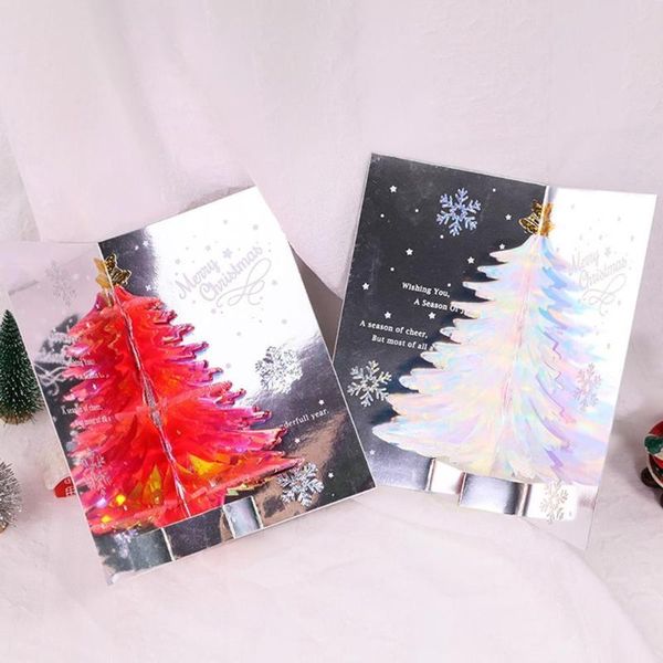 

greeting cards christmas sparkling fantasy three-dimensional card tree envelope