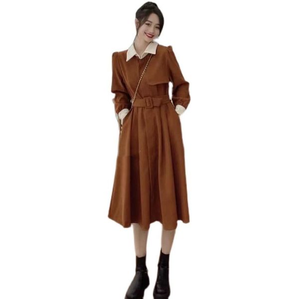 

maternity dresses postpartum woman breastfeeding dress long sleeve turn-down collar autumn winter lactation formal nursing clothes, White