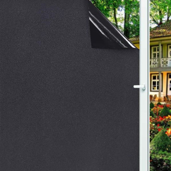 

window stickers luckyyj removable 100% light blocking static total blackout film privacy room darkening tint black sticker