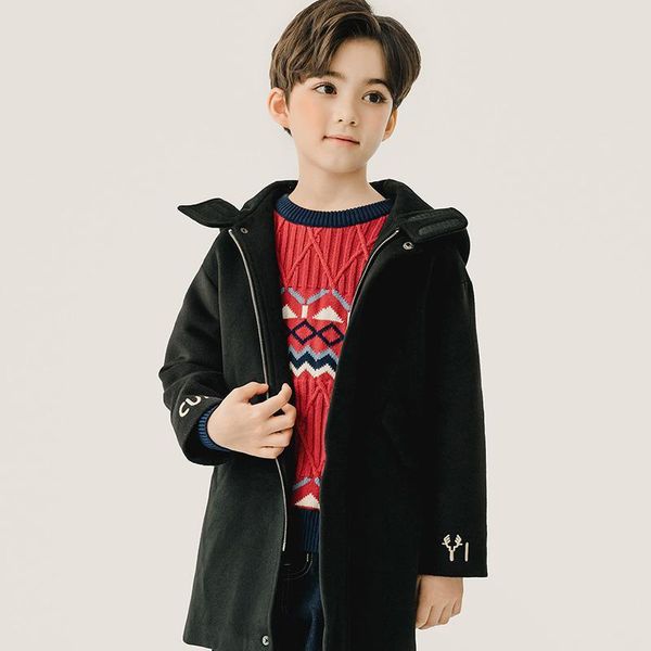 

children hooded jackets boys autumn winter thermal thickening zippers coats teen kids windbreakers 3-14y ourwear outcoats, Blue;gray