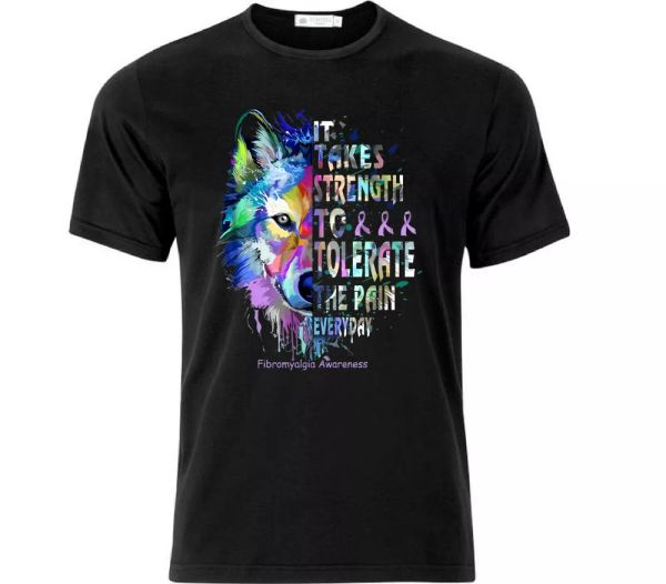 

Fybromyalgia Awareness Ladies Unisex T Shirt Black, White;black