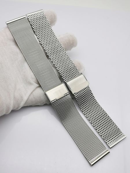 

new fashion milan strap watch bands universal flat interface metal chain 14 16 18 20 21 22 23 24mm, Black;brown